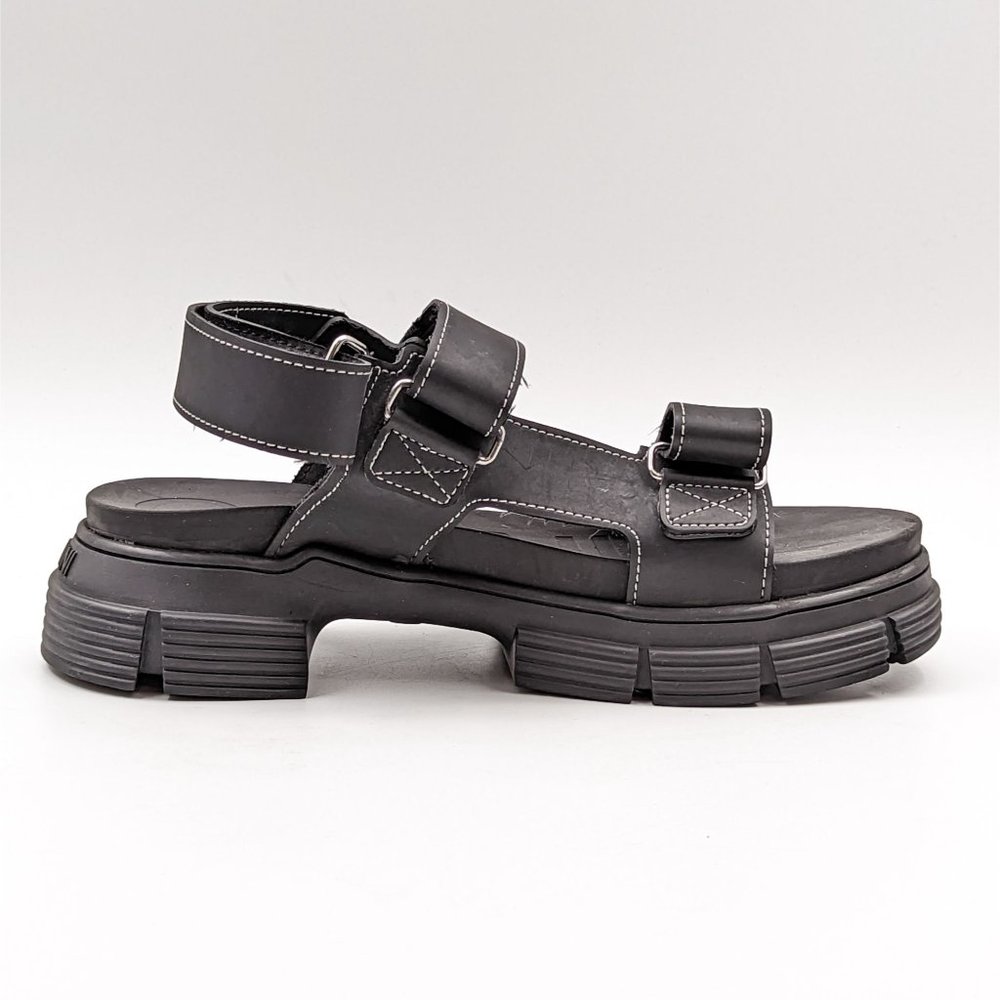 Ganni Women Recycled Black Rubber City Sandals Size 8 US 38 EUR - Picture 8 of 10